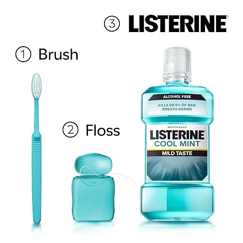 Miniatura 11 de Listerine Enjuague bucal sin alcohol, enjuague bucal sin alcohol para matar el 99% de los gérmenes que causan mal aliento para el aliento fresco