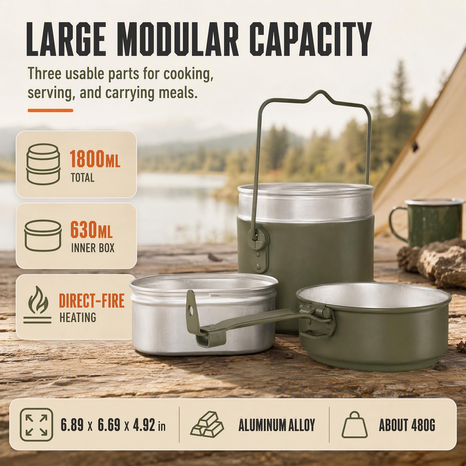 Juego de Lata de Aluminio para Picnic al Aire Libre 1800ML
