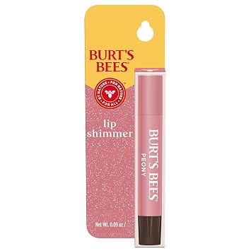 Burts Bees Shimmer Lip Tint, Tinted Lip Balm Stick, Moisturizing for All Day Hydration with Natural Glowy Pigmented Finish & Buildable Color, Peony, 1 Tube, 0.09 oz.