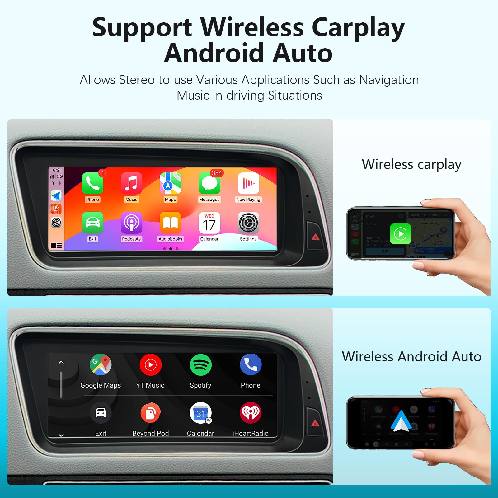 AIOMERUI Pantalla táctil CarPlay de 8.9 pulgadas para Audi Q5 2009-2017 año con 2GMMI, HD1920* 720 Radio de coche Pantalla estéreo Android Auto Mirrorlink (Concierto/Sinfonía 2GMMI)