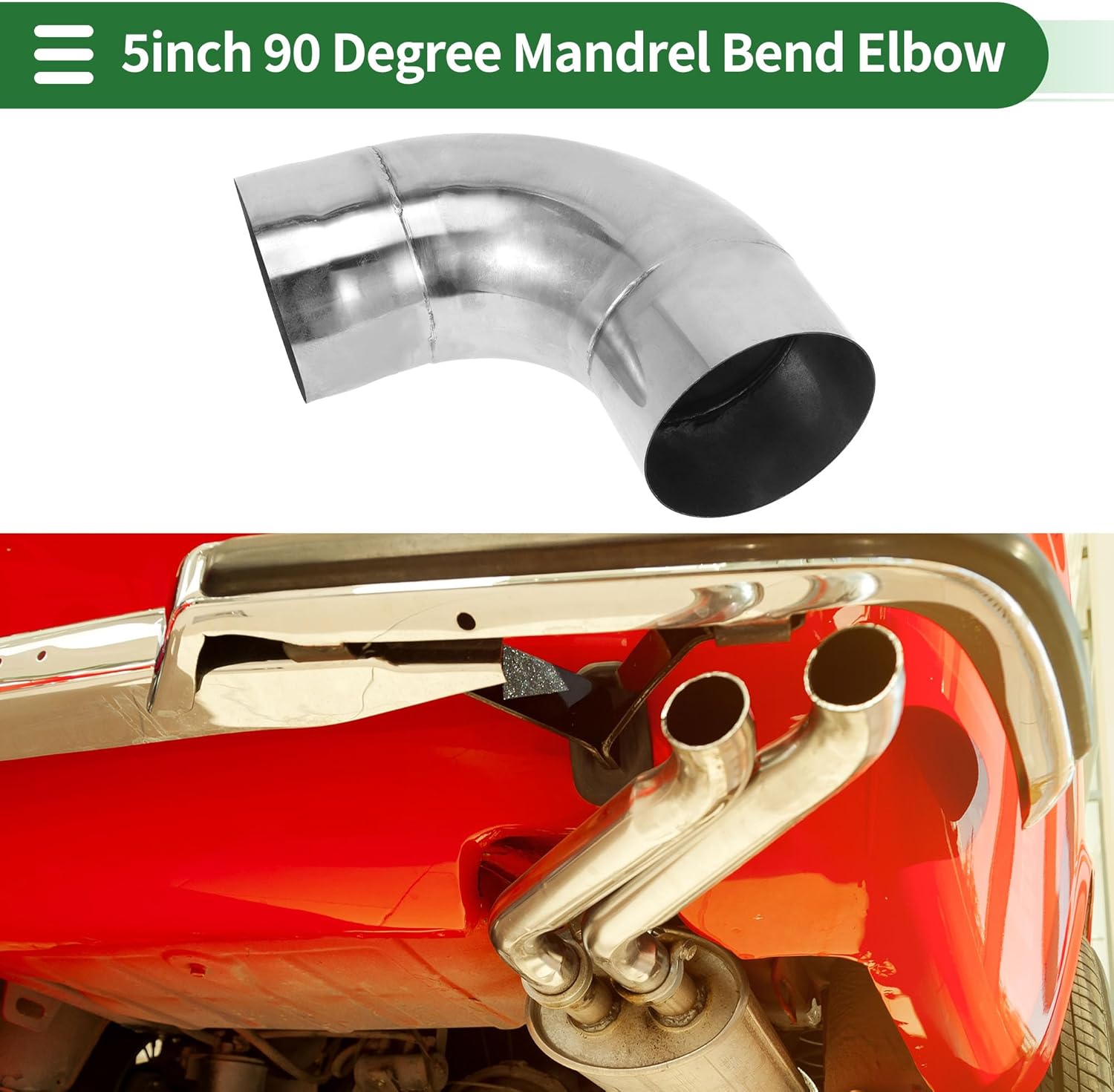 Motoforti 90 Degree Mandrel Exhaust Tube Car Exhaust Pipe Mandrel Bend DIY Custom Tubing Pipe 5" OD 7.87" Leg Length 304 Stainless Steel Silver Tone