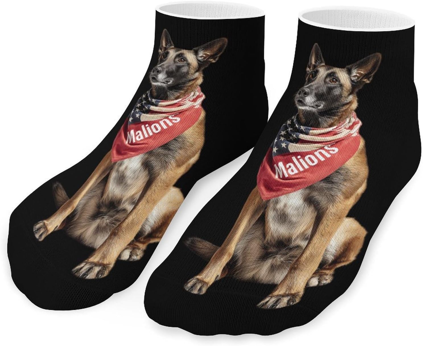 Belgian Malinois U.S. Flag Socks for Men Women 5 Pairs Ankle Socks
