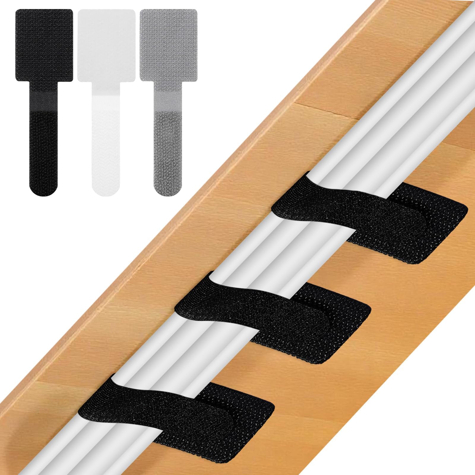 90Pcs Hook and Loop Cable Ties Self-Adhesive Cable Management Under Desk Cord Organizer Holder Cables Straps for Household Office Home Appliance Desktop Desktop Wire Essentials Accessories