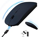 2026 Souris sans fil Bluetooth avec Jigggler, Souris mince et silencieux, USB-A/USB-C Récepteur en mode double BT5.2 & 2.4G, ajustable DPI Souris optique pour MacBook, iPad, Chromebook, Ordinateur portable, PC - Bleu