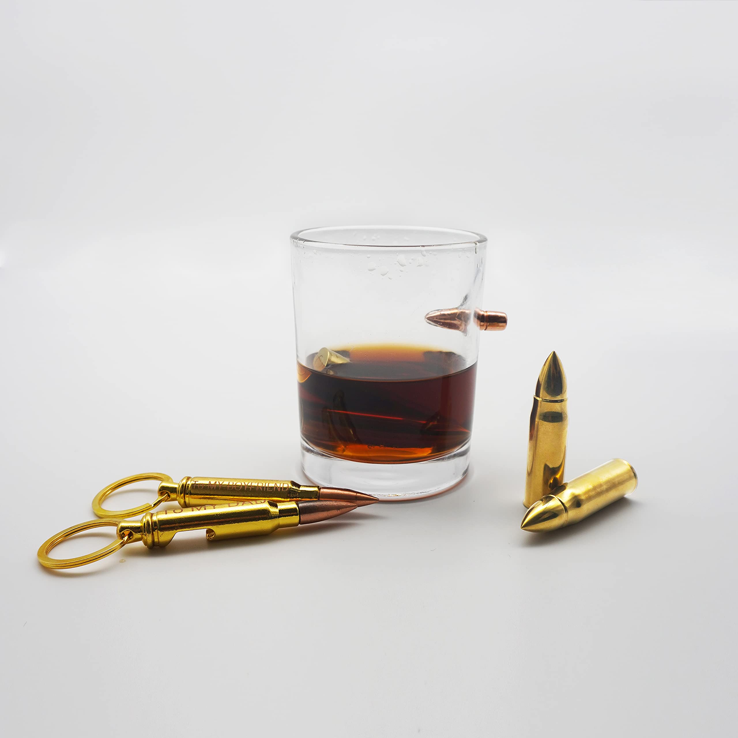 （BOYFRIEND）Gift Set for Men in gift Box -drinking Set -Metal Ice ,Bottle Opener,"Bulletproof" Glass Anniversary for Boyfriend Birthday,Fathers Day Gift Set-Birthday Gift