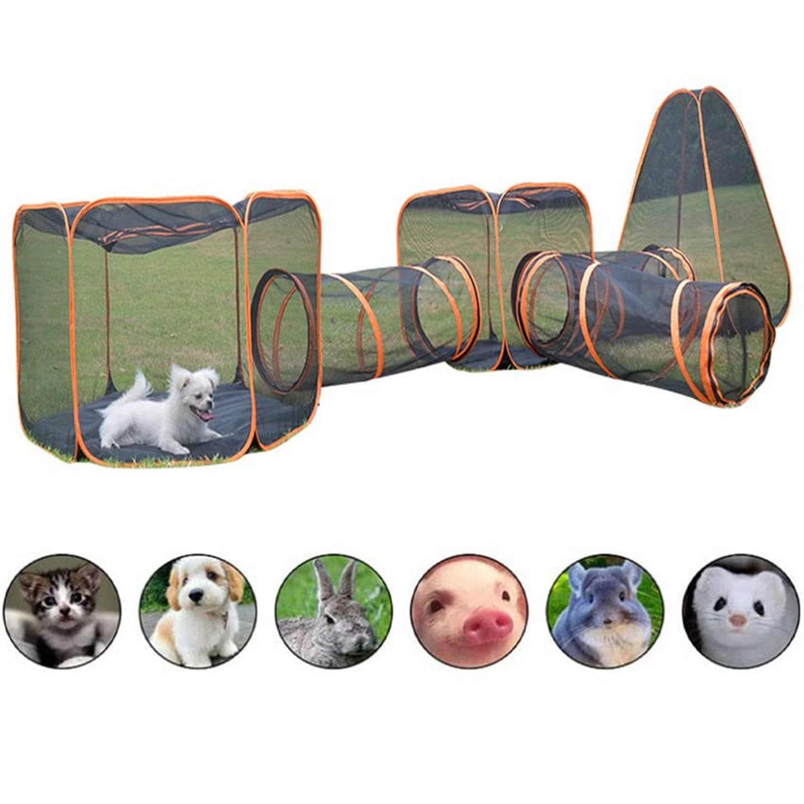 Túnel de recinto para gatos, portátil, para gatos, conejos, animales pequeños, tienda de campaña de malla para interior y exterior, diversión