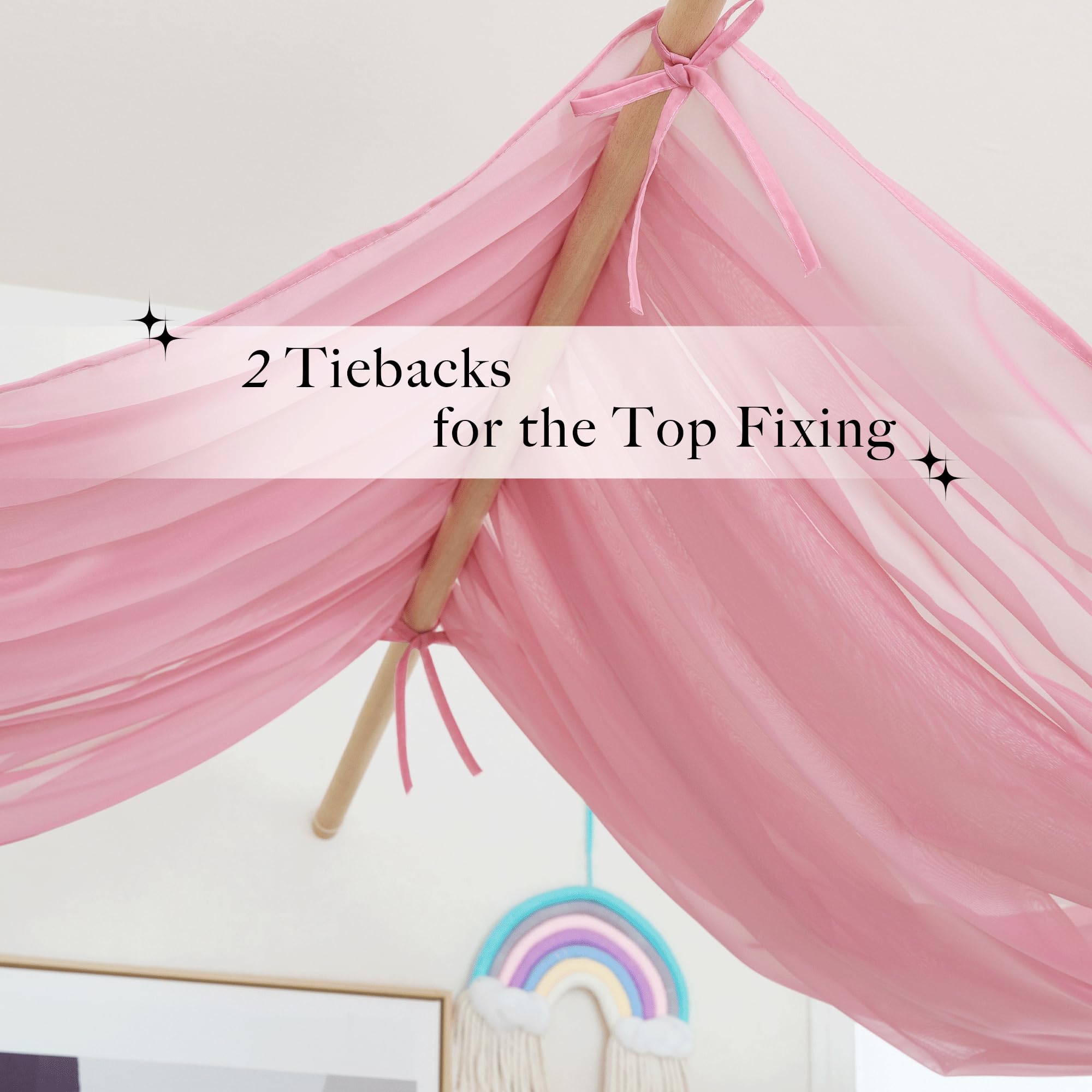 NICETOWN Pink Bed Canopy for Nursery - Decorative Soft Voile Sheer Window Scarf DIY Ascot Top Bed Scarf Drapes for Girls/Kids, W114 x L160, 1 Panel