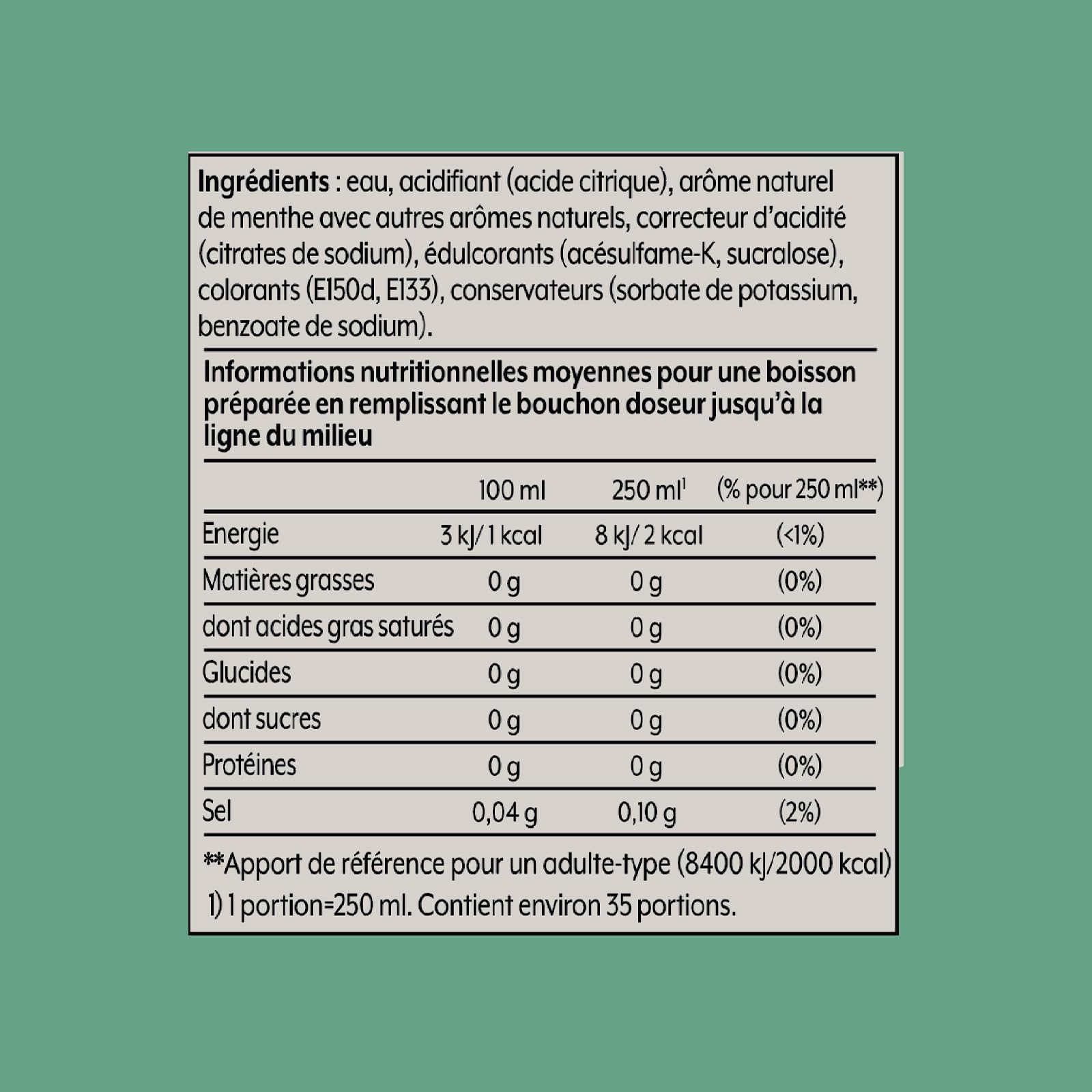 Concentrés SODASTREAM - Lot de 6 concentrés Menthe sans sucres - Jusqu'a 54L de boissons - 440 ml
