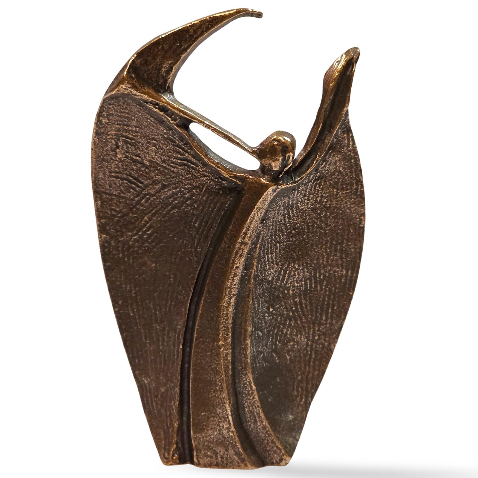 Herzmensch Musikengel mit Posaune 11 cm aus massiver antik Goldener Bronze als Deko Engel zu Weihnachten oder Geschenk zum Geburtstag und für Musikliebhaber