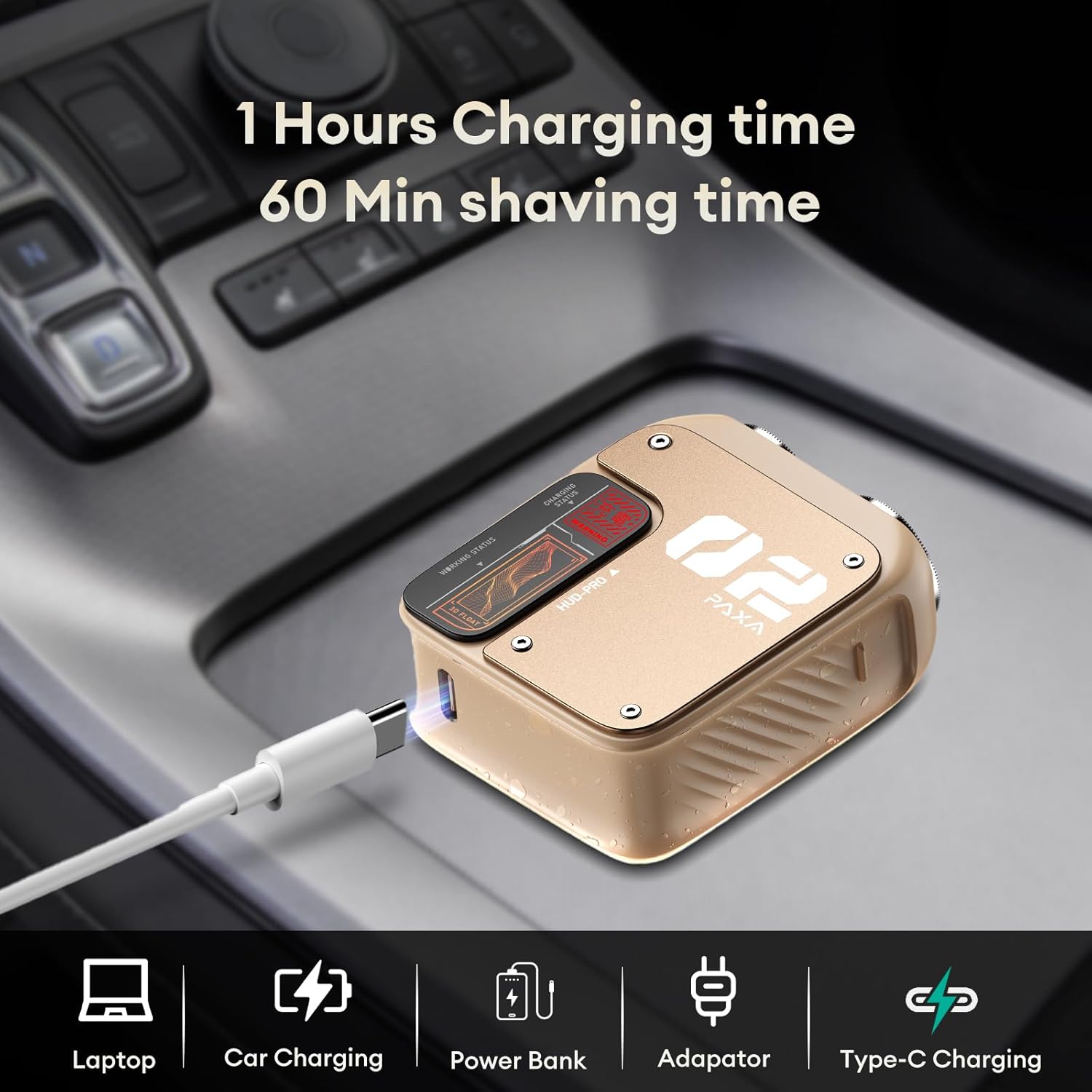 PAXA Mini Electric Shaver for Men,9000RPM Electric Razor for Men,Magnetic Dual-Head Rotary Pocket Shaver IPX7 Waterproof Wet & Dry for Shaving Face,USB-C Rechargeable for Home,Car,Travel(Yellow) - Image 7