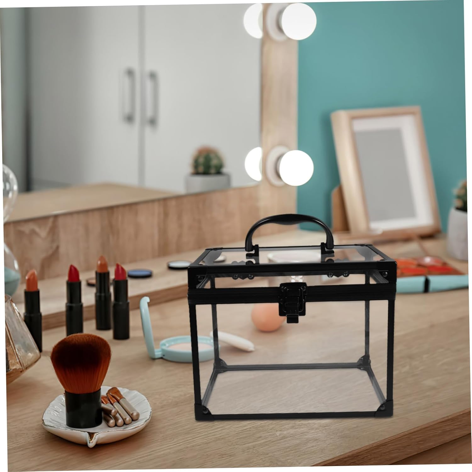 Portable Transparent Makeup Storage Box with Lockable Jewelry Organizer Clear Display Case for Travel Vanity and Bathroom Versatile Cosmetic Storage