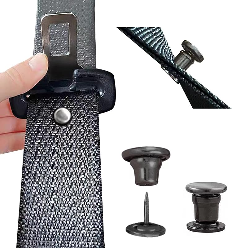 Botão limitador de cinto de segurança Fizzest em liga metálica preto gunmetal – Pacote com 8