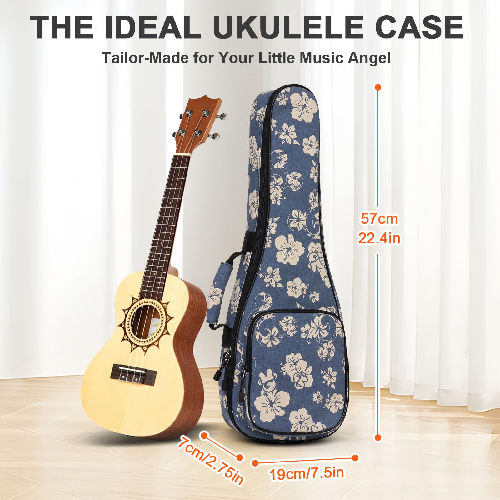 SHANNA Bunte Ukulele Tasche 21 Zoll Gigitasche Gigbag, Bariton-Gigbag für Gitarre, Bariton, Ukulele, Doppelgurt, weich, 53,3 cm, Hawaiianischer Stil, Ukulelentasche