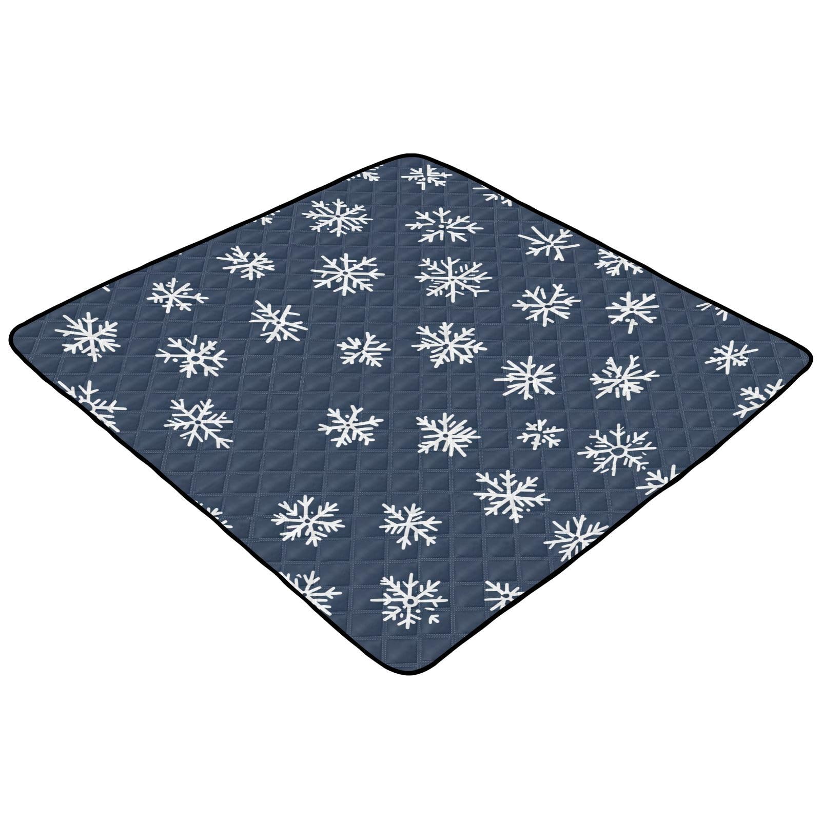 BOESI Graffiti Snowflake Pattern Baby Play Mat, 50“ X 50” Washable Folding Crawling Mat, Baby Floor Mat, Soft, Thick, Non-Slip