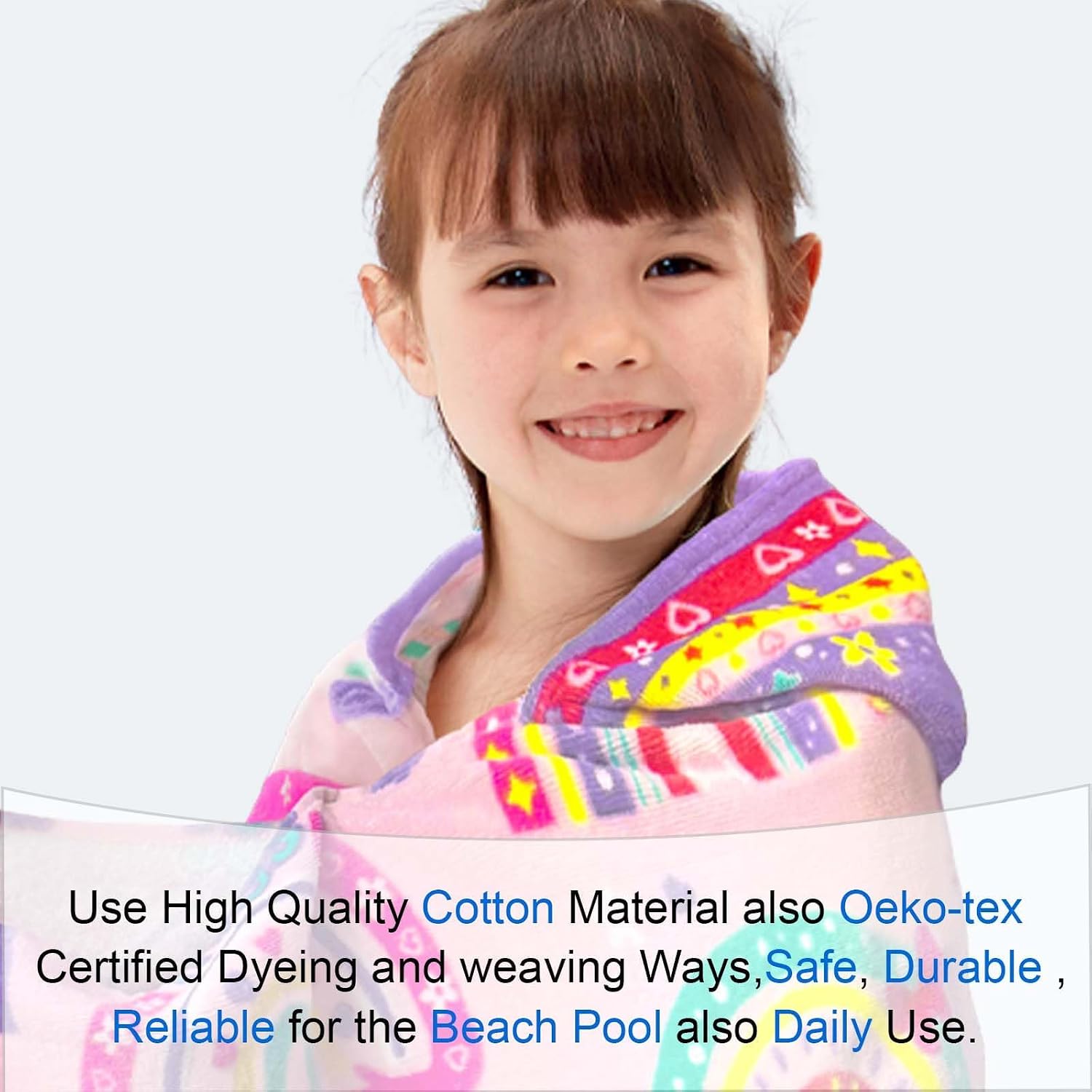 VOOVA & MOVAS Rainbow Toddler Towel Robe 3-8Years,100%Cotton,Absorbent&Soft
