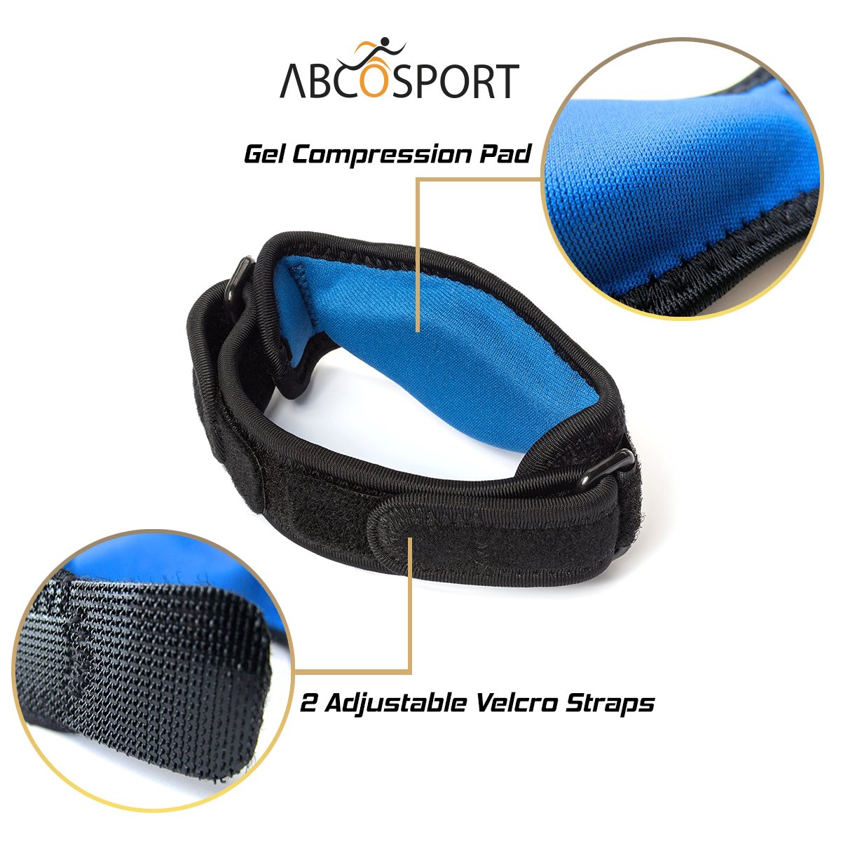 Abco Tech Elbow Strap - Pain Relief for Tendonitis & Forearm with Compression Pad - Ideal for Tennis, Golfer's, Hyper Extension, Fishing, Weightlifting, Badminton, etc. - Adjustable Straps in 2 Sizes