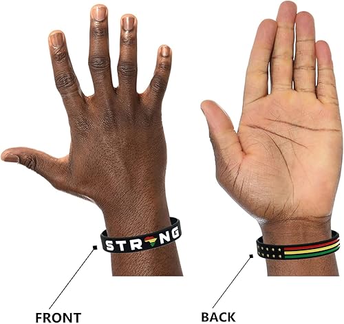 Miniatura 3 de Blackstrong - Pulseras de la bandera afroamericana (paquete de 6)  Pulseras de historia negra a granel para accesorios de historia negra y ropa de
