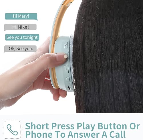 Miniatura 5 de IFECCO - Auriculares inalámbricos Bluetooth sobre la oreja con micrófono integrado y cable de 0.138 in para modo de auriculares con cable con