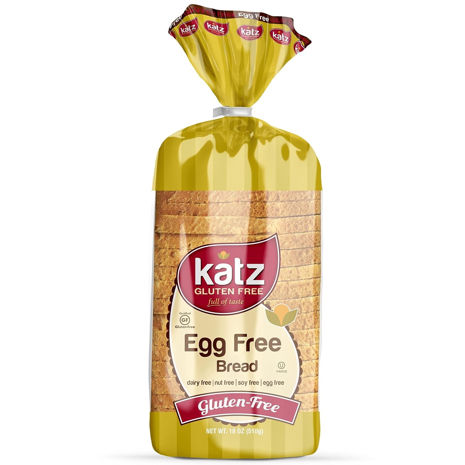 Katz Gluten Free Egg Free Bread | Dairy, Nut, Soy and Gluten Free | Kosher 3 Packs of 1 Sliced Loaf, 18 Ounce Each