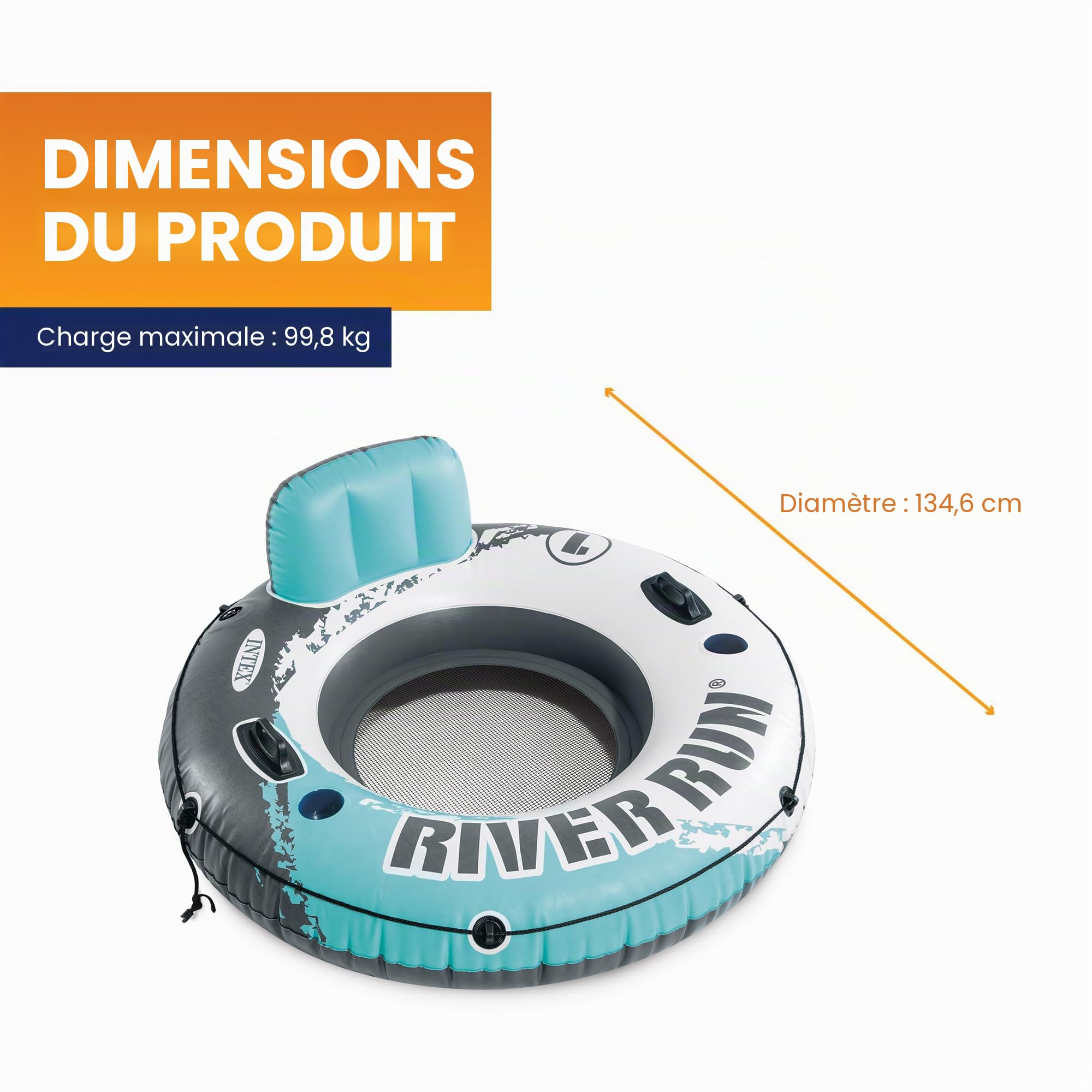 Intex River Run I Sport Lounge, Flotteur d'eau Gonflable