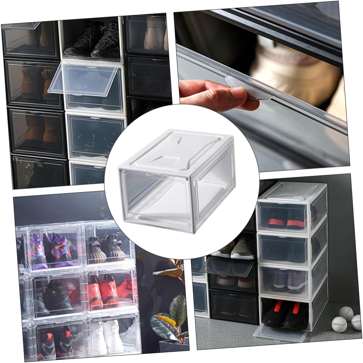 Outanaya 1pc Stackable Transparent Shoes Storage Box Organizer for Easy to Clean Versatile Use for Shoes Socks and Accessories