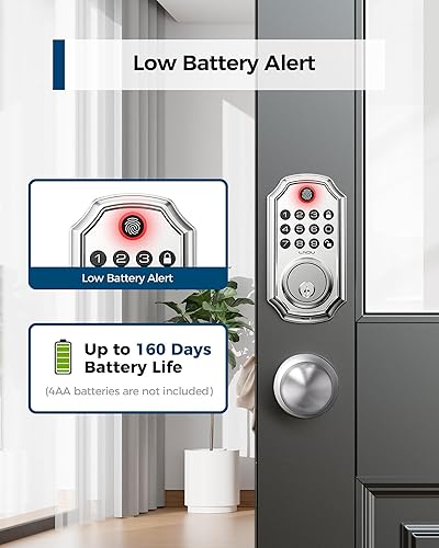 Miniatura 7 de Cerradura de puerta de entrada sin llave con asa, control de aplicación, juego de cerradura de puerta delantera sin llave, cerradura de puerta LNDU