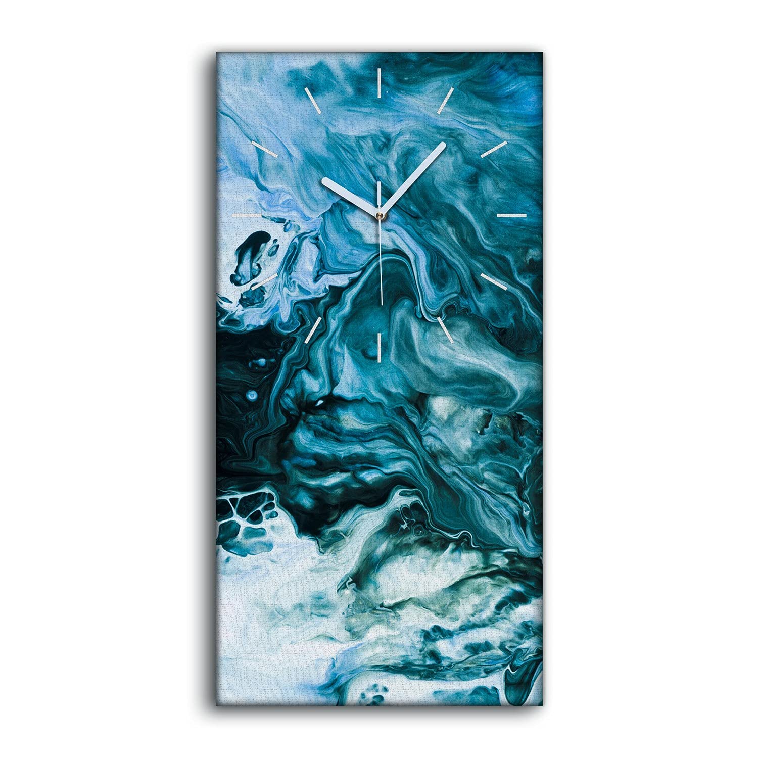 Toile murale abstraite 30x60cm horloge de créateur avec mains blanches