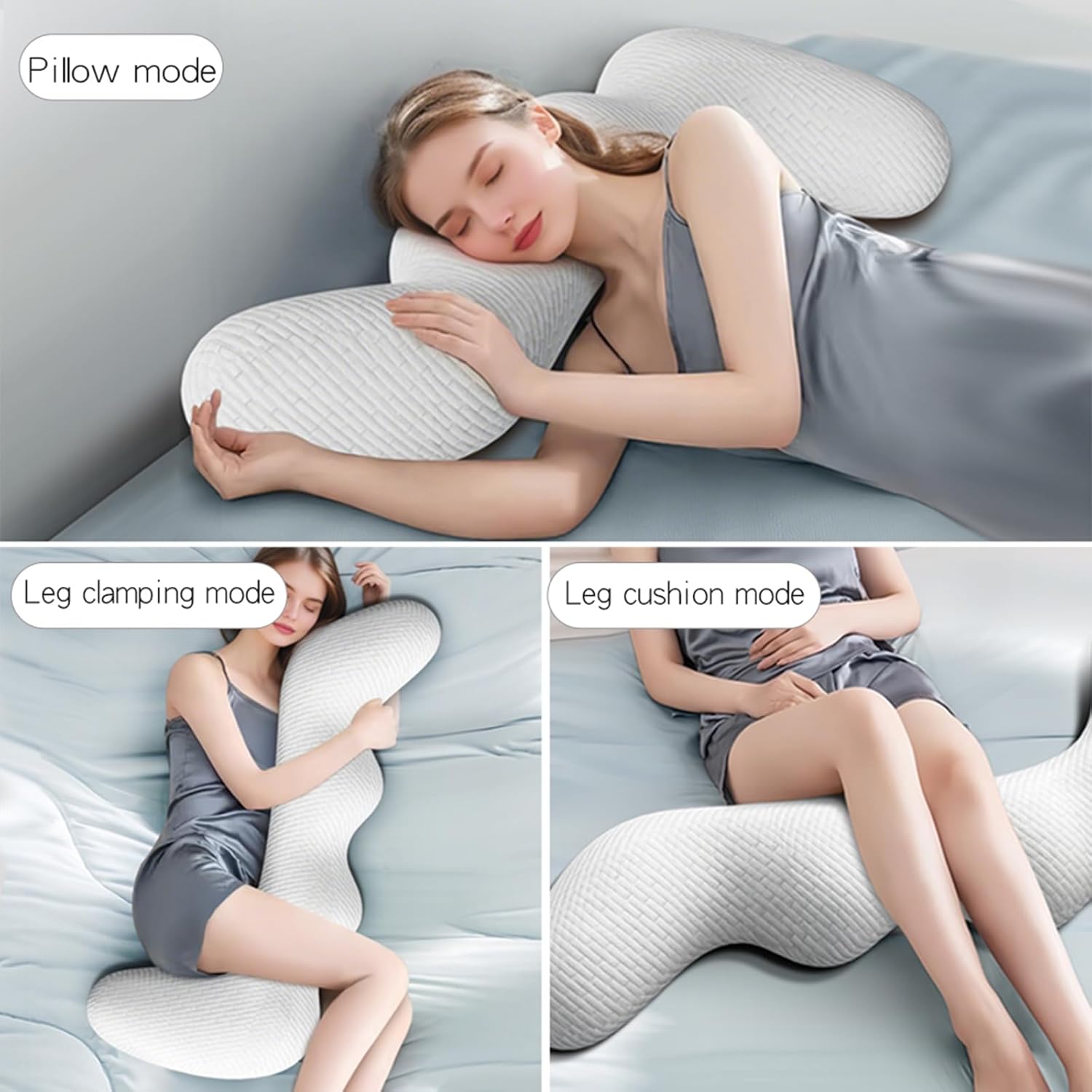 Adult Body Pillow -Soft Long Bed Pillow. Memory Foam and Removable WashablePillow case -Ergonomics -Side Sleeping Pillow100cm (Pearl White)
