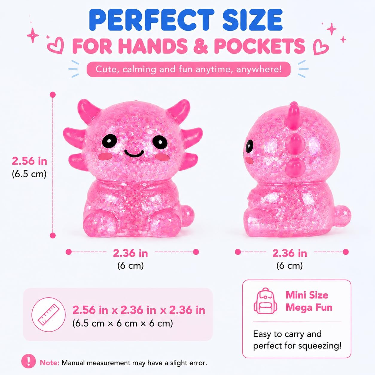 Axolotl Squishy Stress Ball, Cute Soft Slow Rising Squishy Toy, Calming Fidget Squeeze Toy Sensory Toy for Stress Relief Kids Adults
