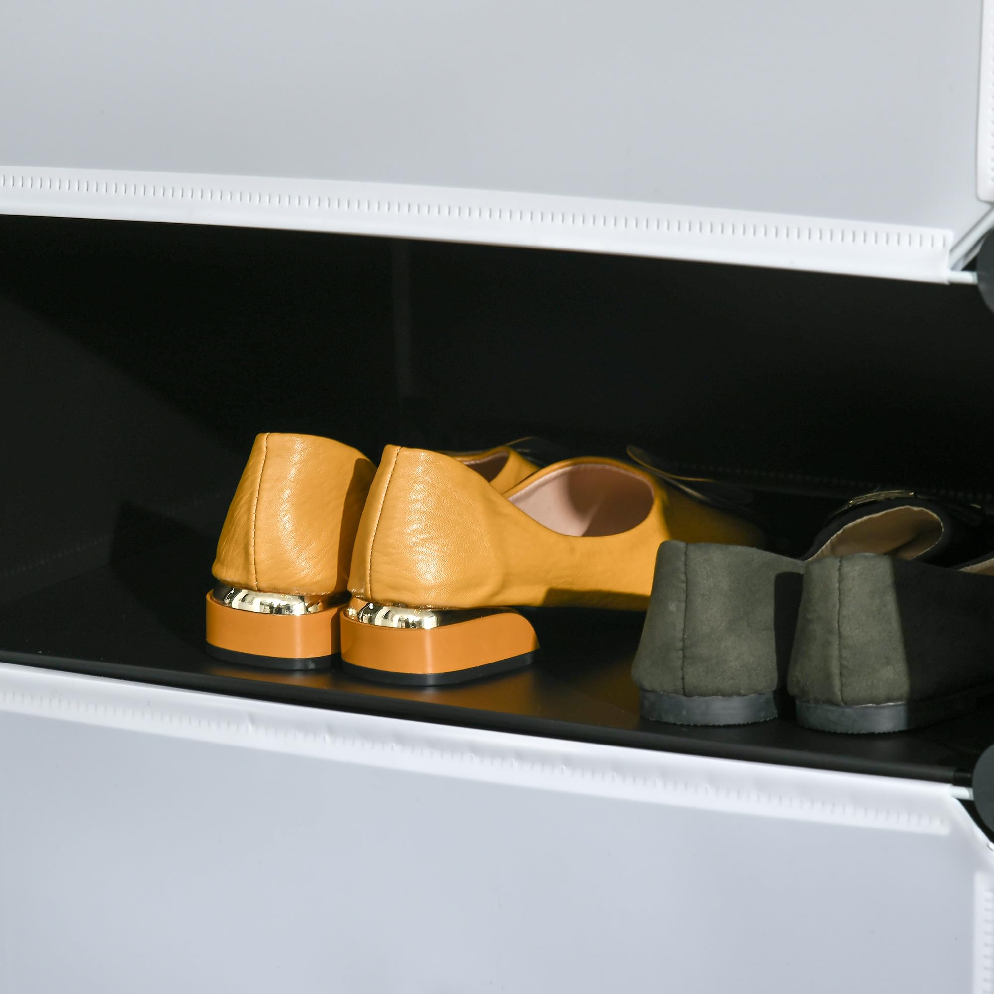 HOMCOM Schuhboxen 6er Set Schuhkarton stapelbar DIY Schuhorganizer Schuhaufbewahrung Aufbewahrungsboxen Schuhschrank Regalsystem mit transparent Tür, für 12 Paare Schuhe, Schwarz+Weiß