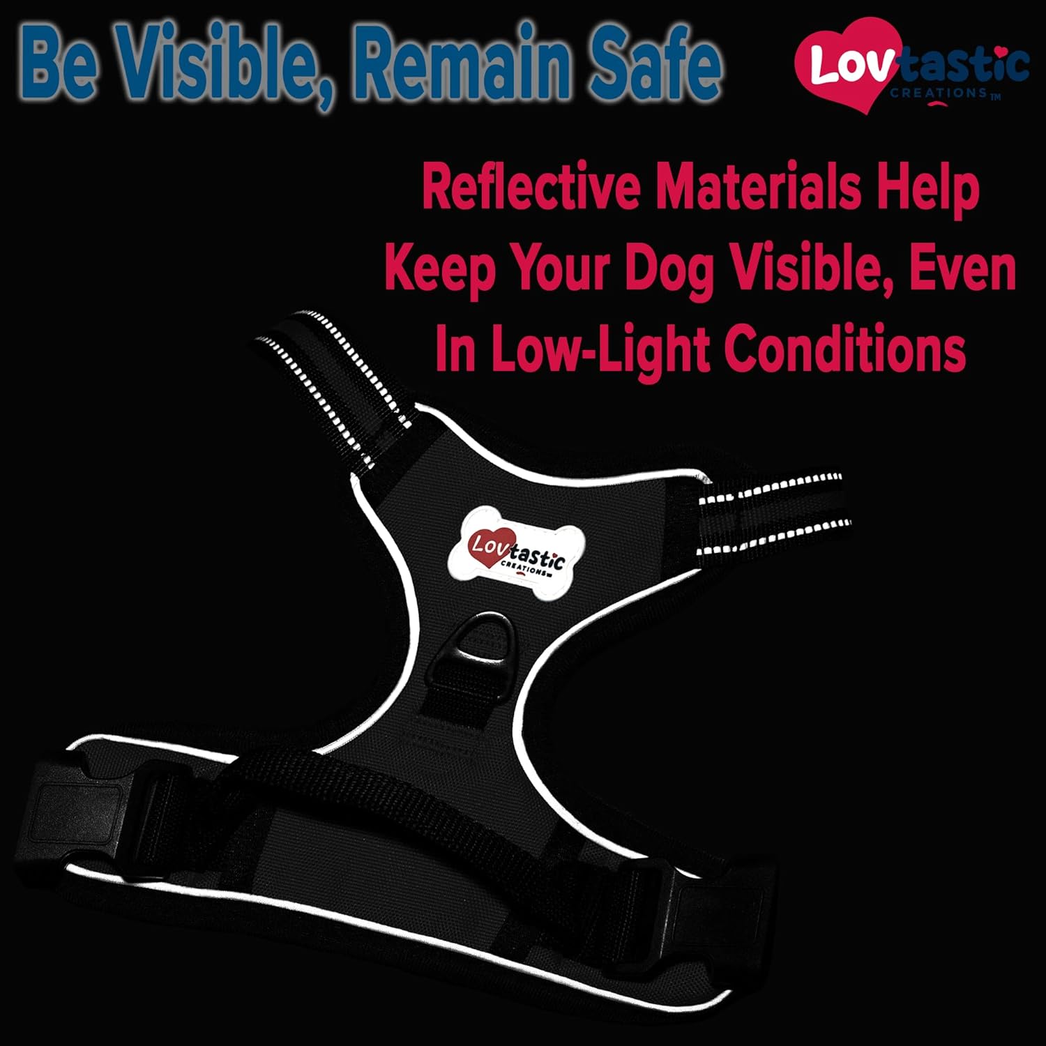 No-Pull Dog Harness - with Strong & Durable Dog Leash & Free Poopbag Holder 3pcs Set | Reflective No-Choke Pet Harness (LG-Black)