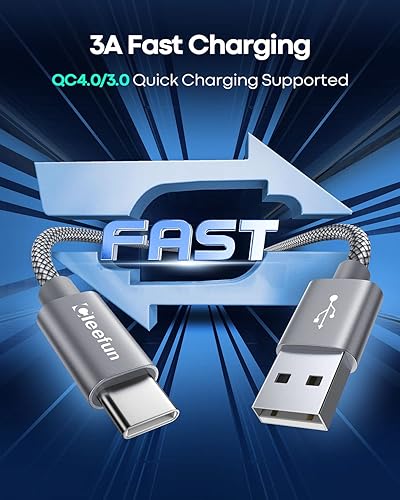 Miniatura 9 de CLEEFUN - Cable USB C 6 pies, 5 unidades, cable USB A a tipo C, cable de carga rápida C trenzado compatible con Samsung Galaxy S22 S21 S20 FE Ultra