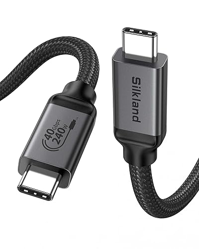 Silkland Cable USB 4 [certificado USB-IF] para cable Thunderbolt 4 de 3.3 pies, sincronización de datos de 40 Gbps, 8K/5K @60Hz, 240W, cable USB C