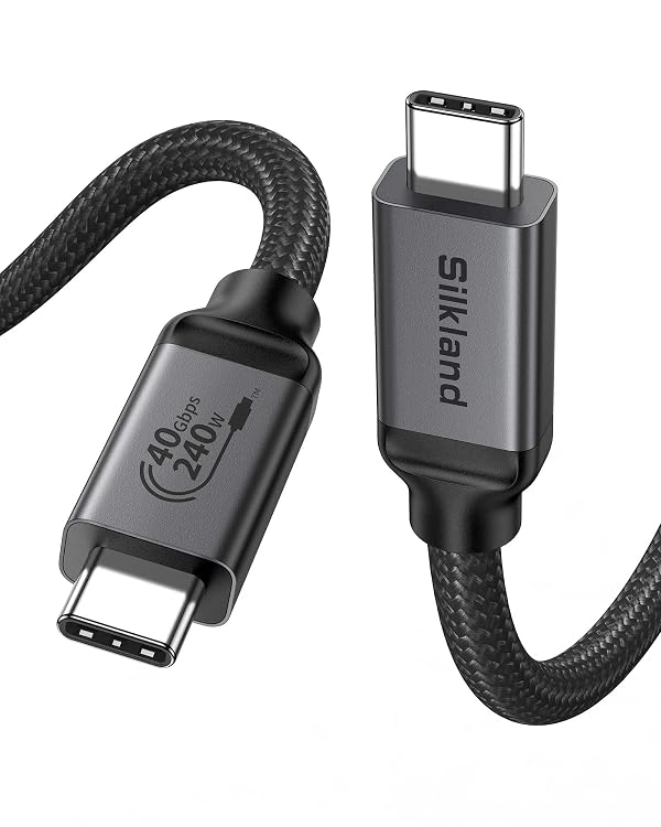 Silkland USB C to USB C Cable 240W, 40Gbps USB 4 Cable [USB-IF Certified] for Thunderbolt 4, 8K/Dual 4K USB C Video Cable Compatible for MacBook, Mac mini, iPhone 17/16, SSD, Monitor, 3.3FT by Silkland - Used condition - US$13.81
