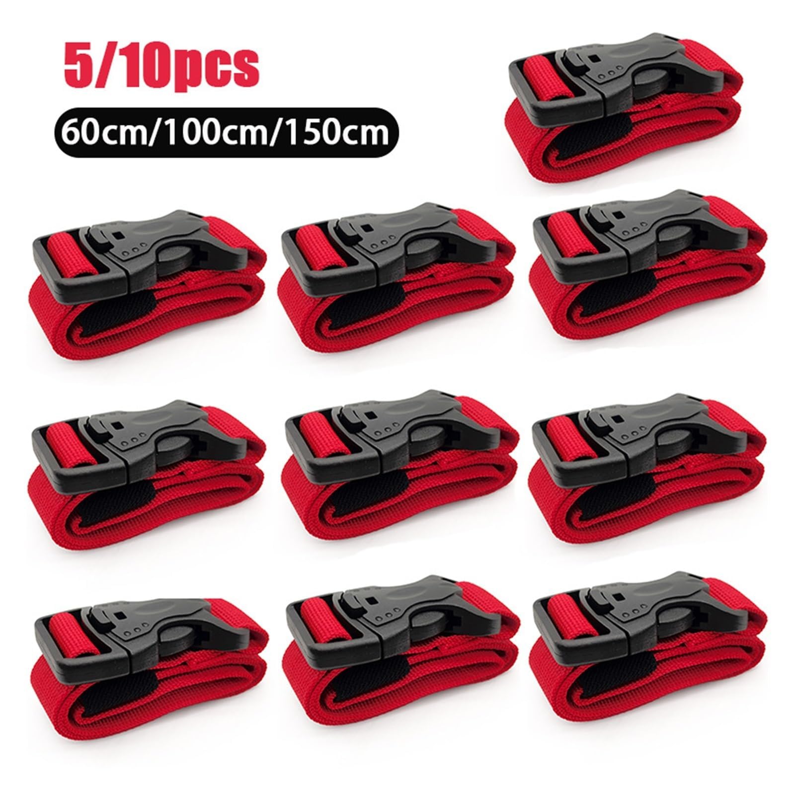 Małe paski z grzechotką, 5/10PCS PPortable Cargo Tie Down Pasek do mocowania bagażu Szybko zwalniana klamra 60/100/150cm Pasek do bezpiecznego mocowania bagażu na kemping i wędrówki(5pcs 60cm)