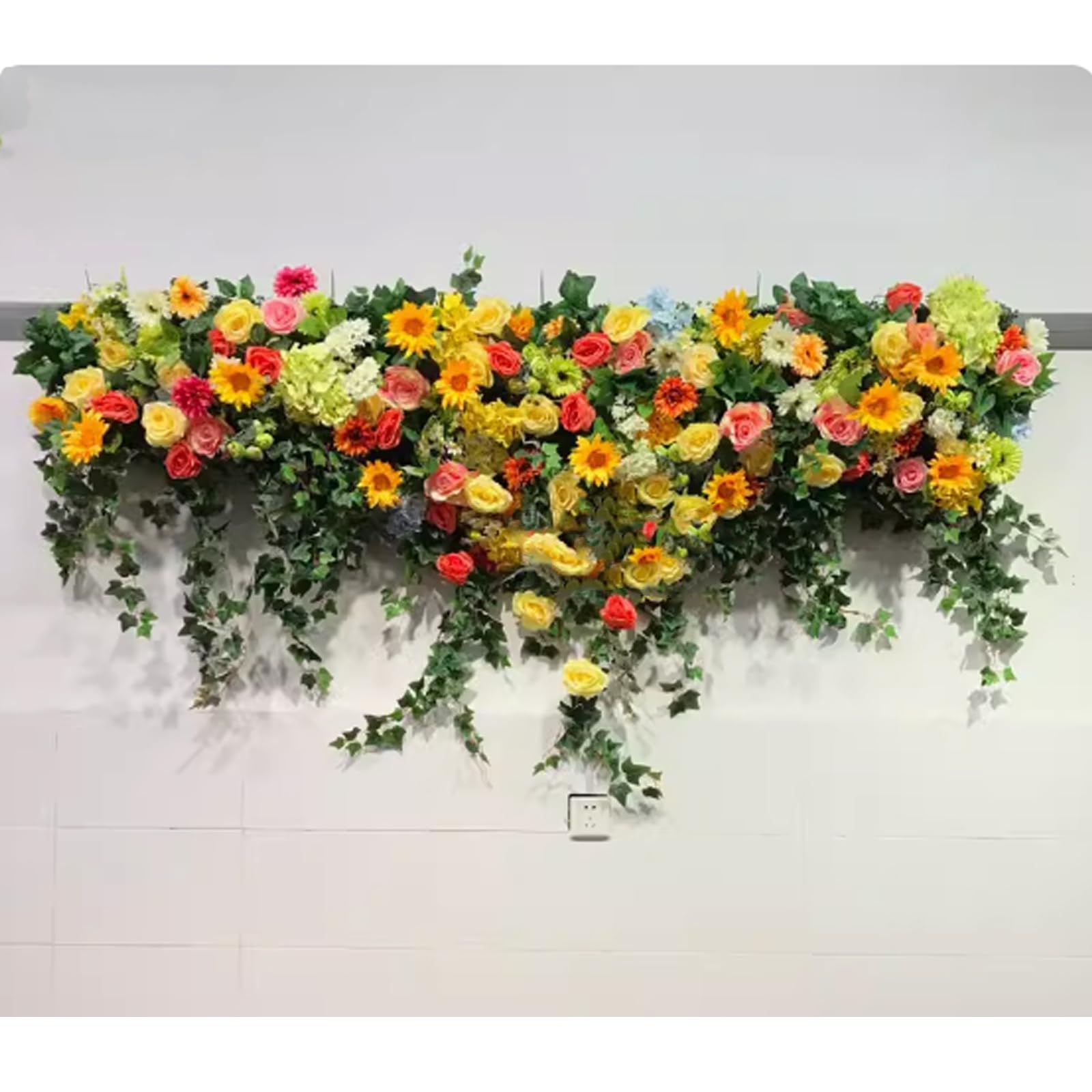 Künstliche Blumenwand Kunstrosen, Wandpaneel aus Seidenrosen, Wandpaneele für Hochzeit, Geburtstag, Dekoration, B-1 m, A-4 m