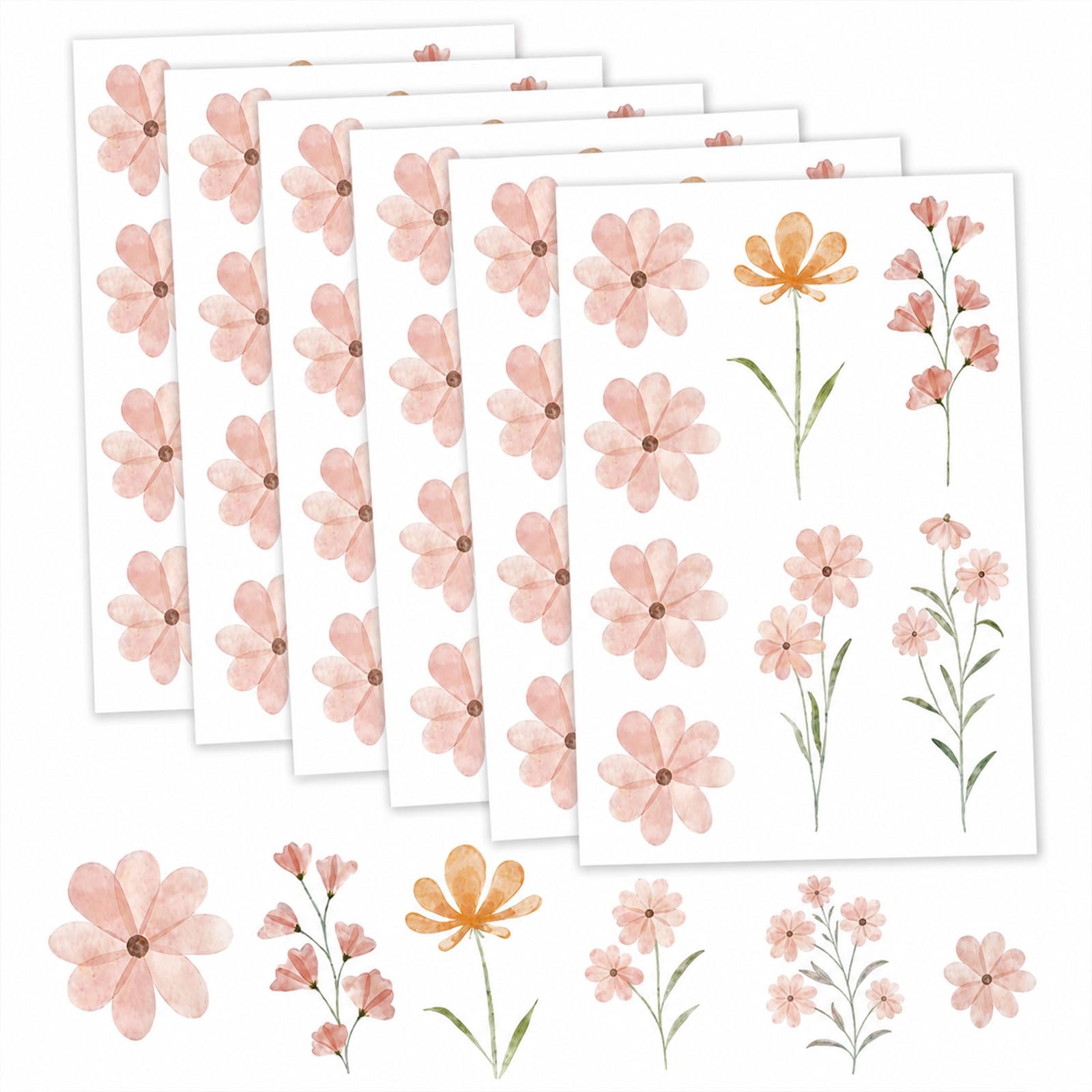 Flower Wall Stickers for Girls Bedroom Boho Daisy 48 Pcs