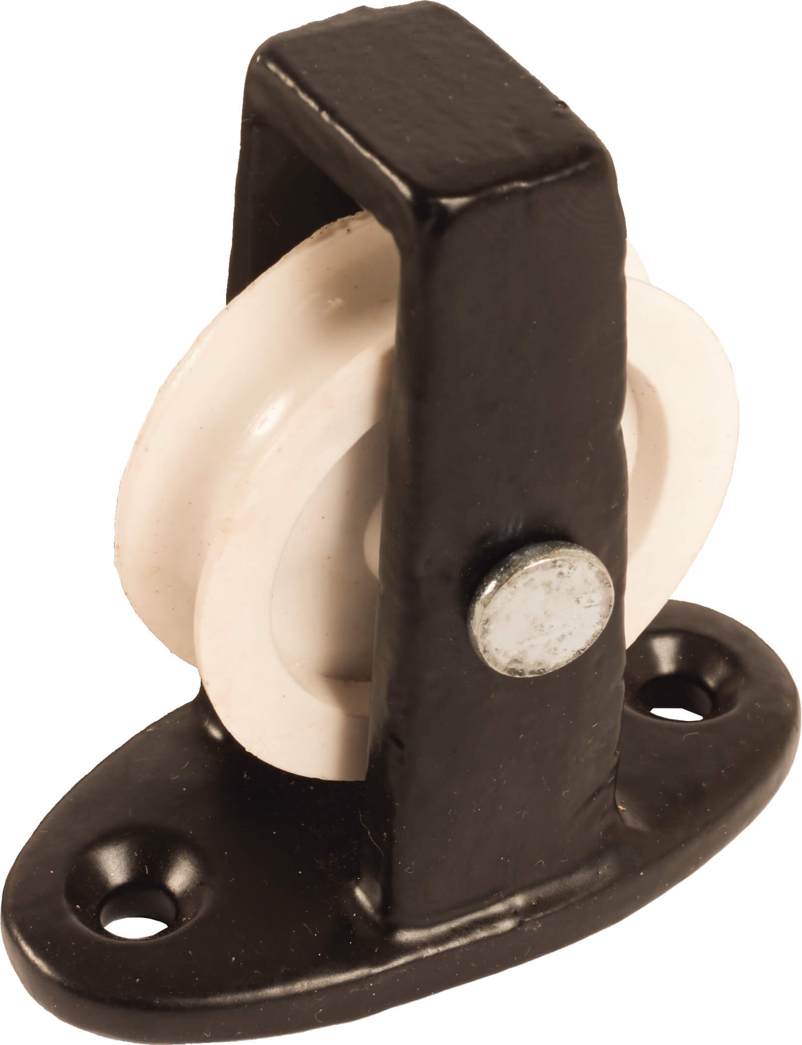 38mm Upright Cast Pulley Blk with Nylon Wheel