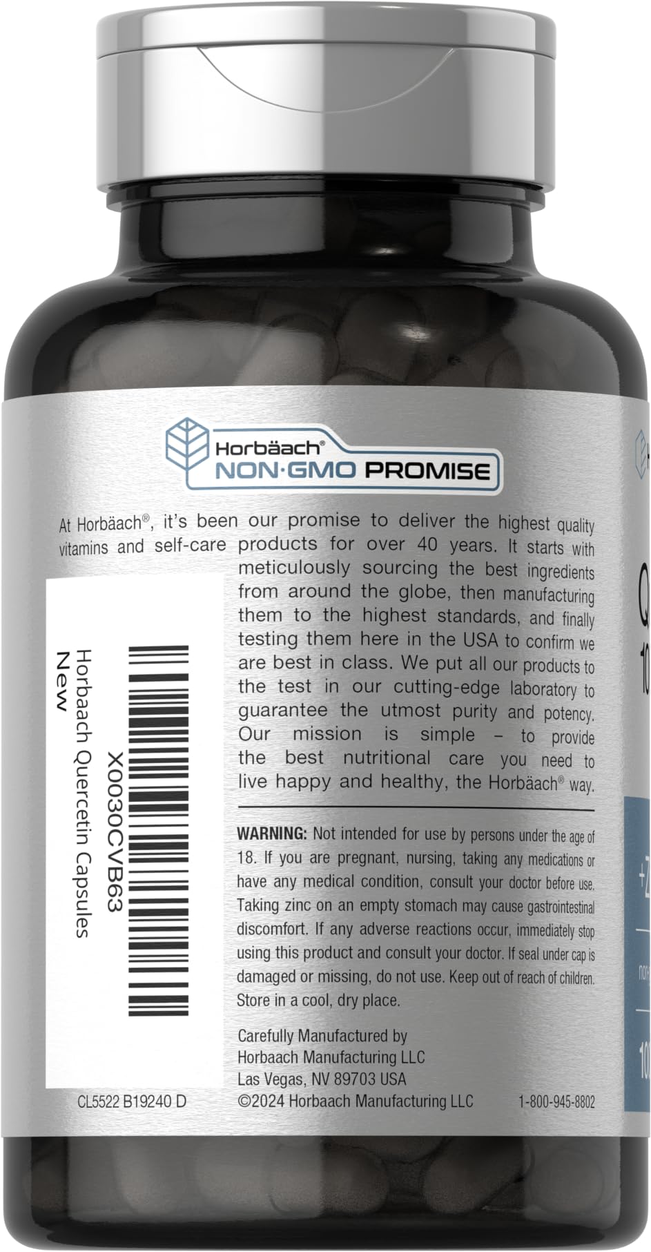 Horbäach Quercetin 1000mg | 100 Capsules | with 100mg Zinc — Amazon image 3