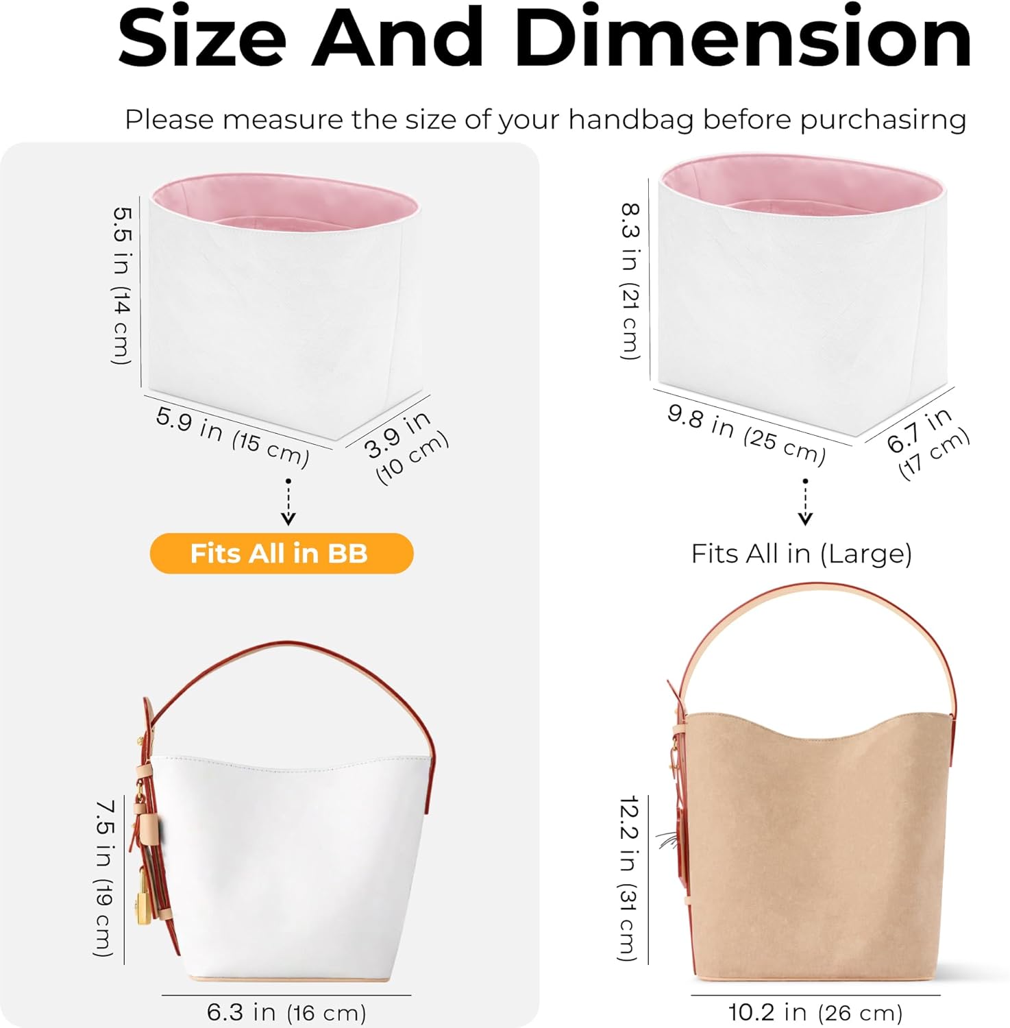 Purse Organizer Insert for LV All In BB Handbag,Custom Fit Inside Premium Rose Sakura Lightweight Water Resistant Tote Bag Insert Accessories