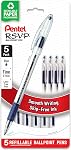 Pentel R.S.V.P. Ballpoint Pen, 0.7mm, Black Ink, 5PK