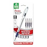 Pentel RSVP Ballpoint Pen, Fine Line, (0.7mm), Blue Ink (BK90BP5C) (Pack of 1, 5 Count Total)