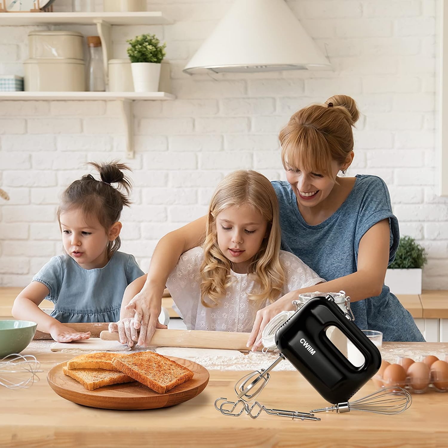 5-Speed Electric Hand Mixer with 5 Stainless Steel Accessories Whisk, Food Beater for Whipping Mixing Cookies Cakes Eggs Dough