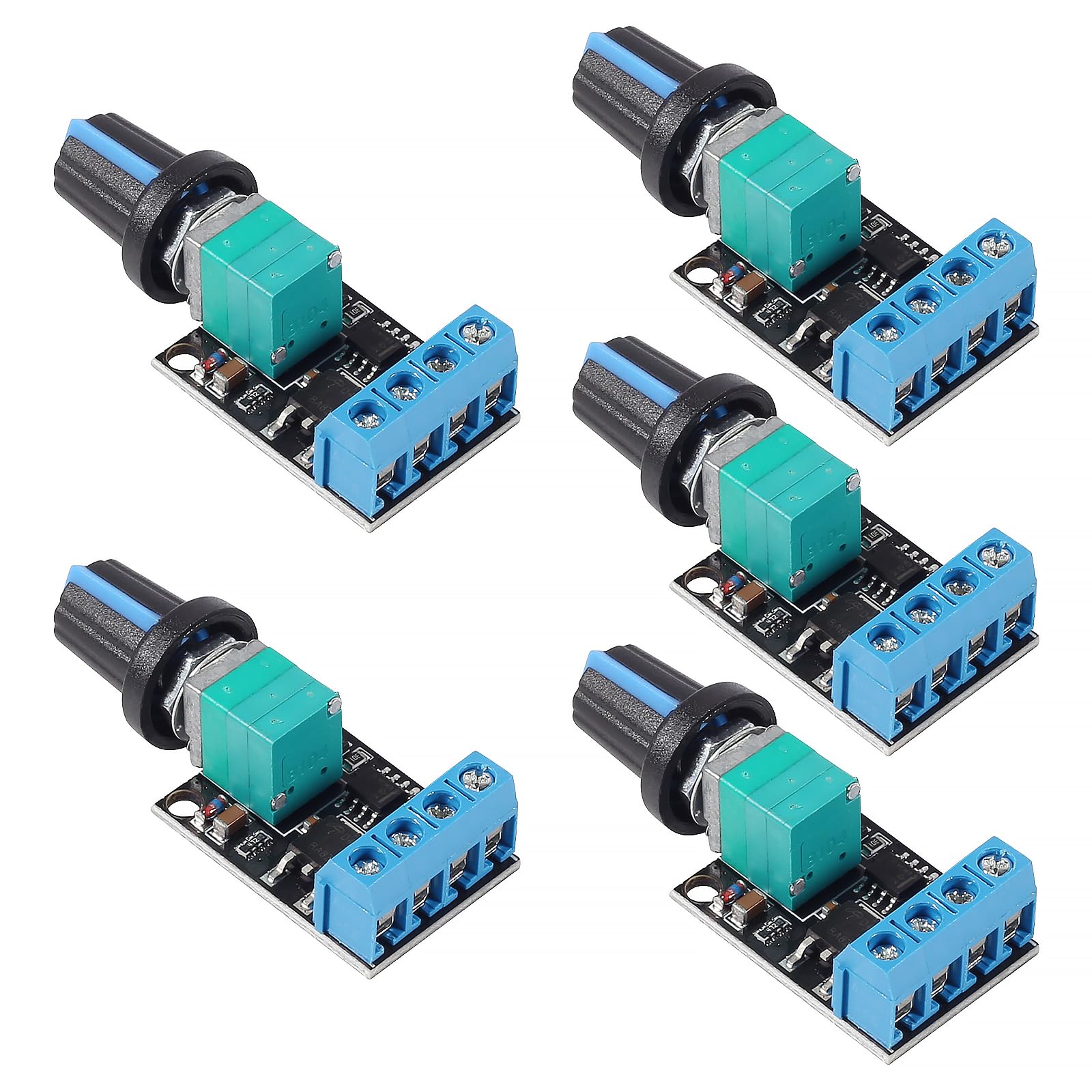 Controlador de velocidad PWM 5V-16V 10A para motor CC con regulador de voltaje de 5 piezas