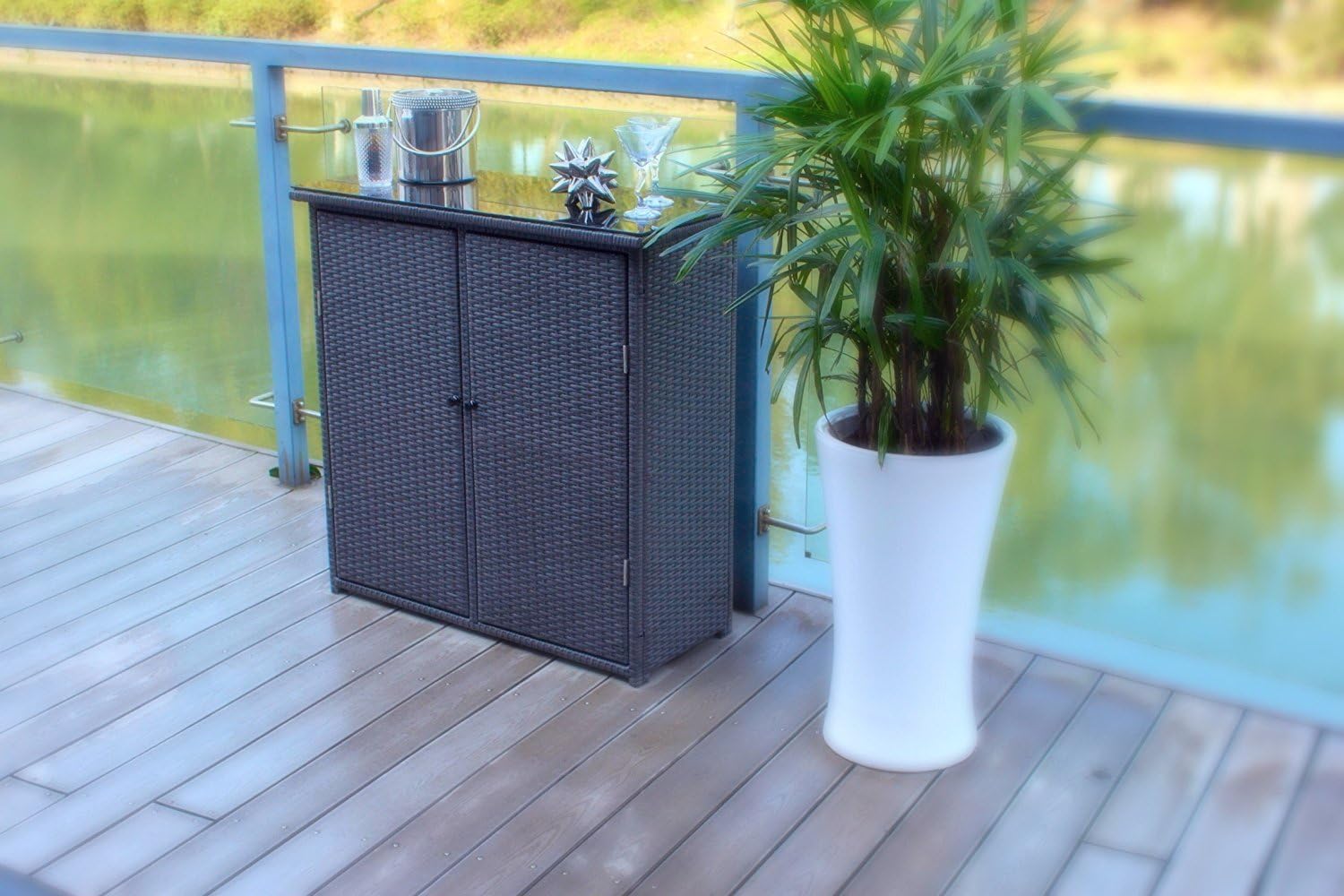 Pebble Lane Living Rust Proof Premium Outdoor Wicker Bar