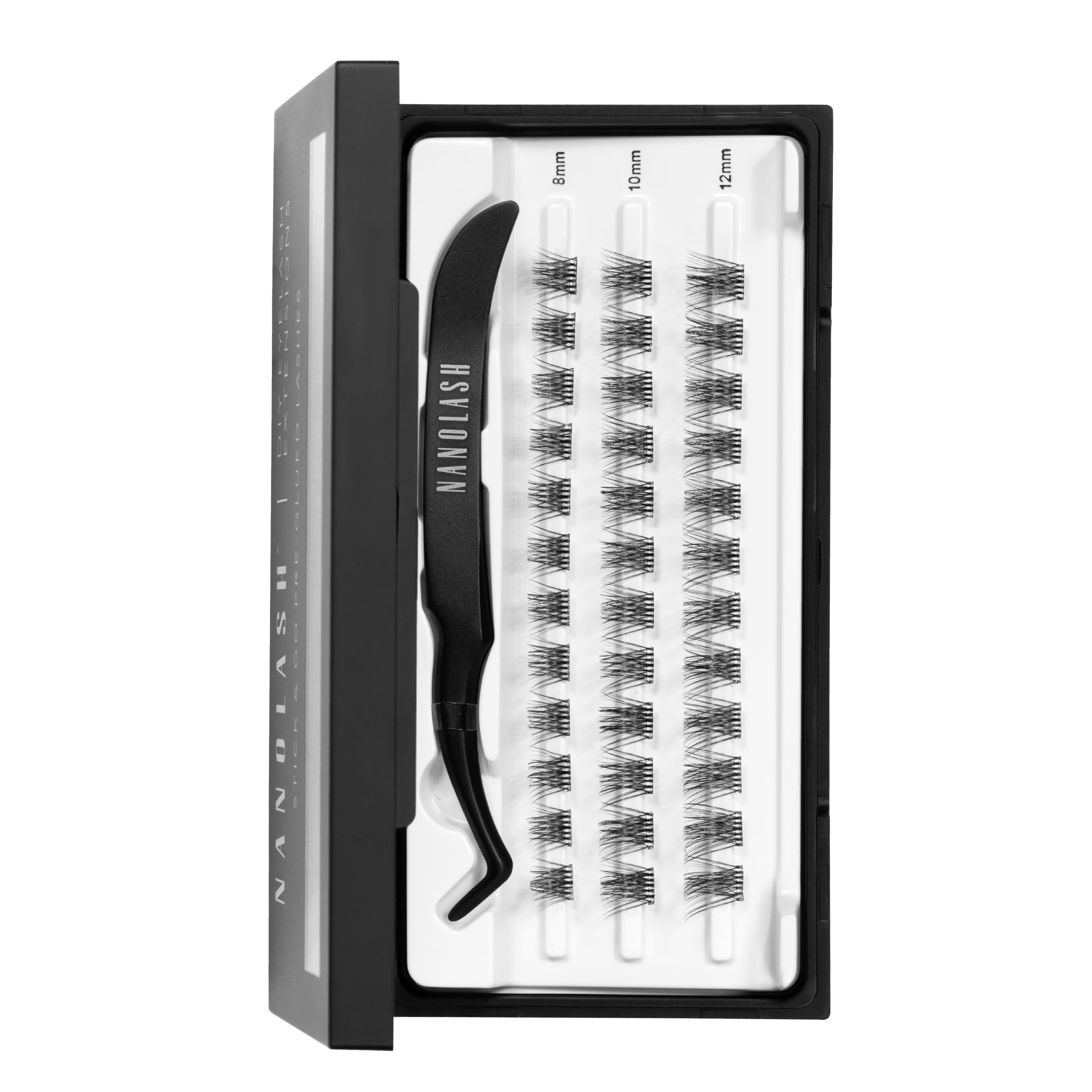 Nanolash DIY Stick & Go Pre-Glued Lashes - self adhesive lash clusters, press-on lashes with tweezers (HARMONY)