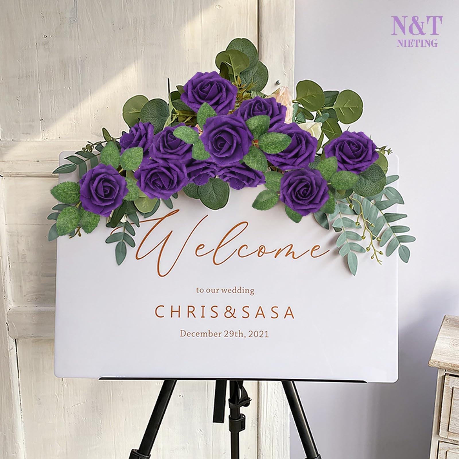 N&T NIETING Artificial Flowers Roses, 25Pcs Real Touch Fake Flower Roses with Stems - Image 3