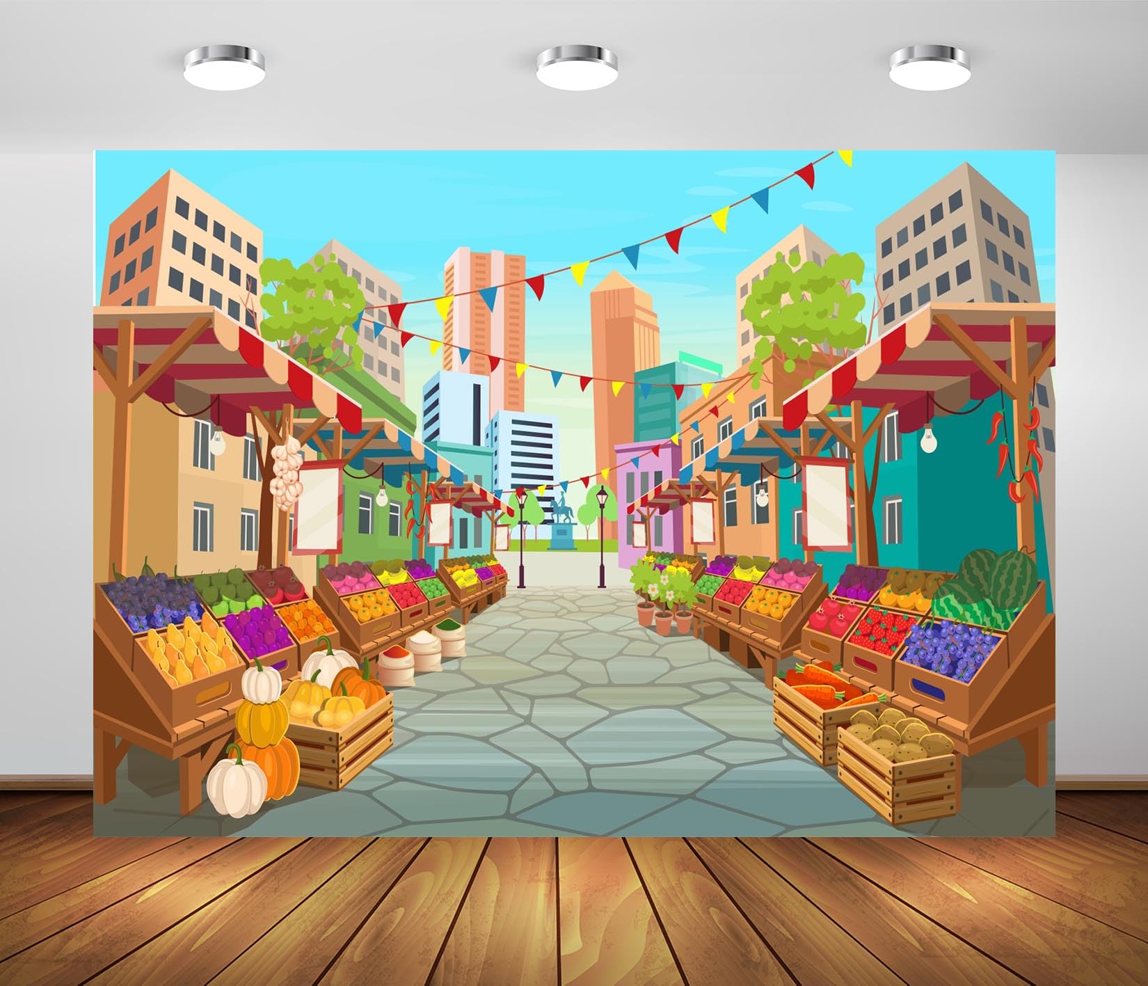 Supermarket Theme Cartoon Background Fabric 7x5ft Supermarket Backdrop ...