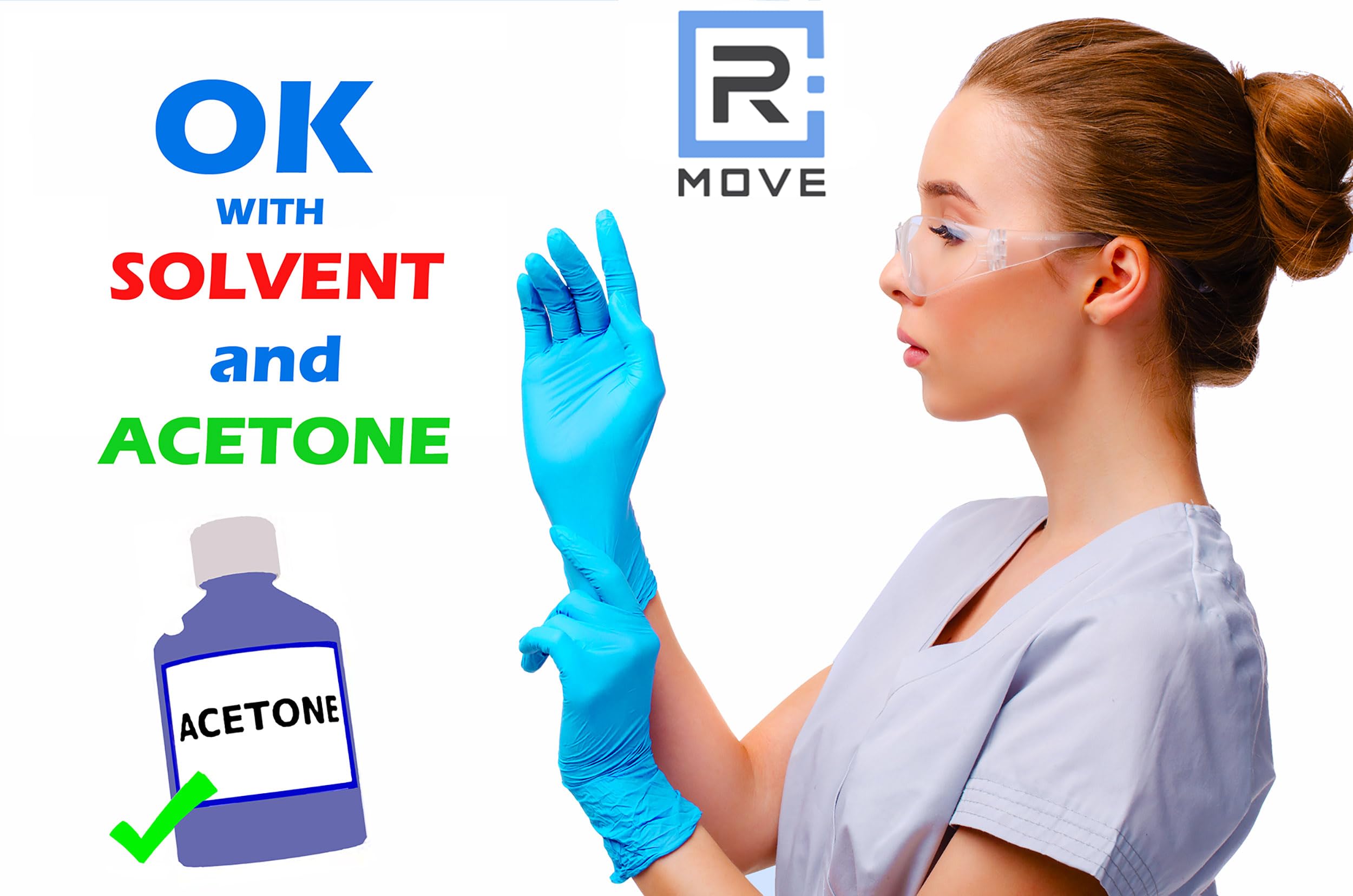 R MOVE 100 guanti in nitrile monouso blu L senza polvere, gloves ambidestri usa e getta per alimenti, non sterili, senza lattice, ipoallergenici - per ambiti medici, Estetisti, Tatuatori