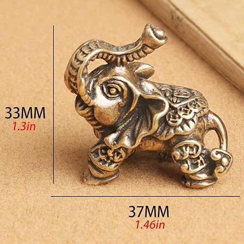 Miniatura 3 de Paquete de 2 adornos de elefante de latón, decoración de escultura interior, mini animales, figura de elefante, riqueza, elefantes, decoración